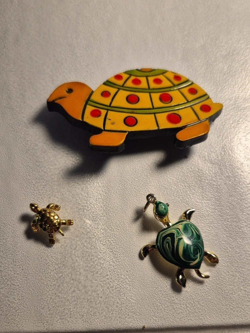 Turtle Brooch And Pendant Set Gold & Green